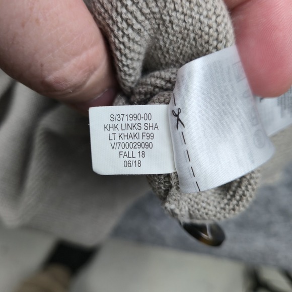 Banana Republic Mens Large Cardigan Sweater LT Khaki Shawl Collar Button Grandpa - Picture 4 of 8